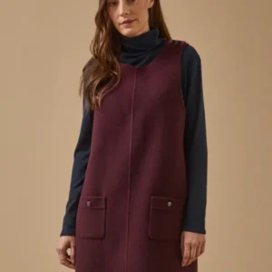 Kurzes Damenkleid ohne Ärmel aus doppelseitigem Wolltuch