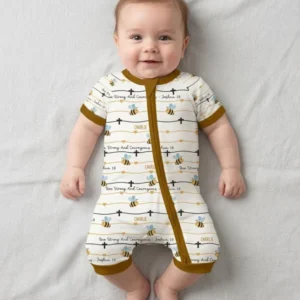 Bee Strong And Courageous Custom Name Bamboo Shorty Zippy