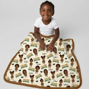 Custom Name Melanin Princess Bamboo Blanket