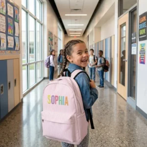 Custom Name Colorful Text Embroidered Backpack