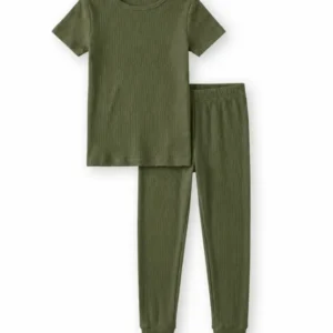 Moss Ribbed Bamboo Two Piece Short Sleeve Pajama Set