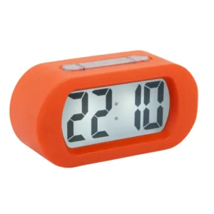 Digitaler LCD-Wecker in Orange mit großer Schlummer-Taste