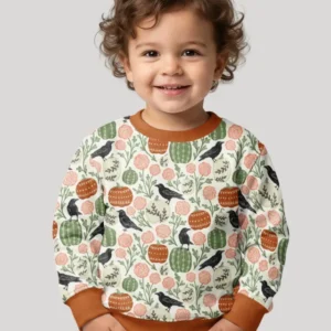 Country Crows with Mums and Pumpkins Bamboo Crewneck Sweatshirt