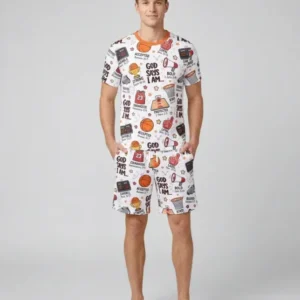 Basketball God Says I Am Bamboo Men Short Sleeve Short Pajama Set