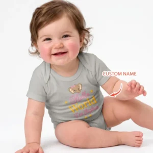 Hello World Elephant, Personalized Custom Baby Onesie, Gift For Babies