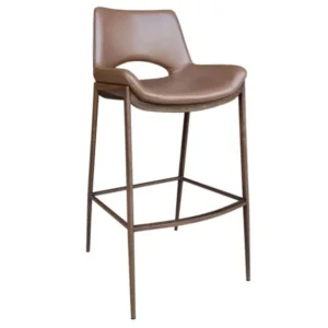 Icona 30 inch saddle and walnut bar stool front view – residential and commercial grade seating