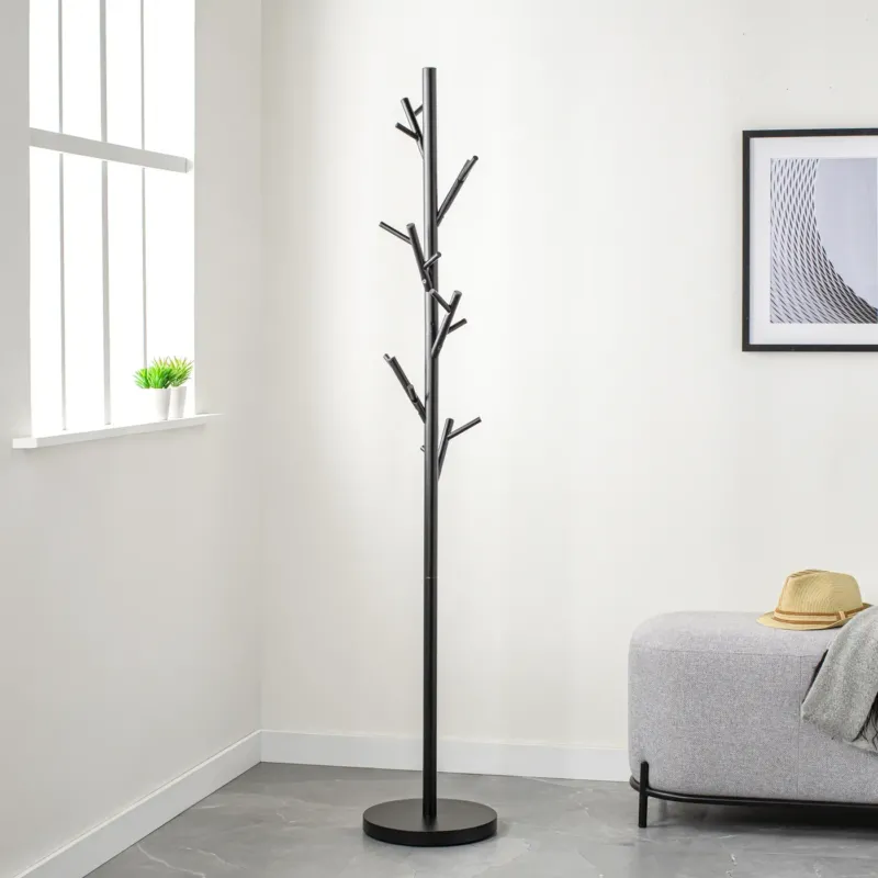 Branch Black Metal Standing Coat Rack