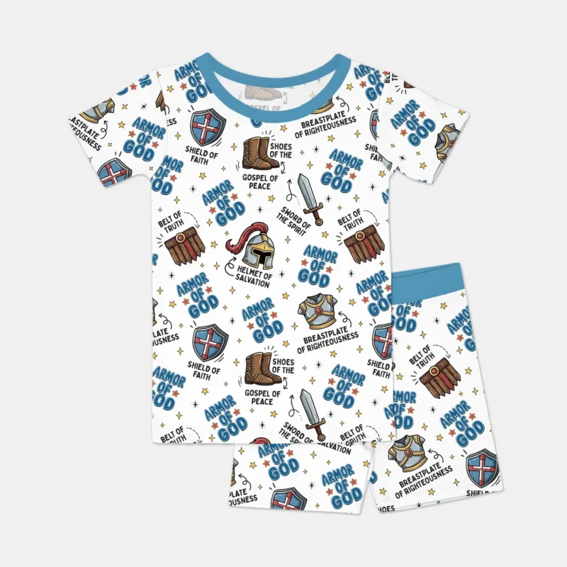 Armor of God Bamboo Two Piece Short Sleeve Shorts Pajama Set