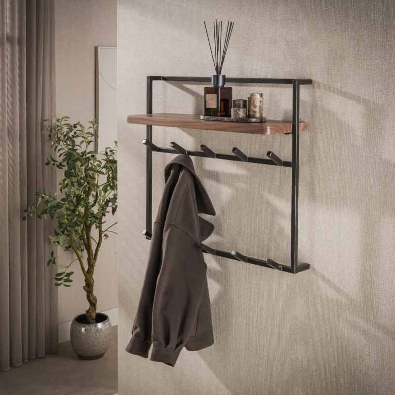 Garderobe Air Pure hoch 2x6 Haken / Massiv Akazie braun
