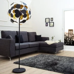 INFINITY HOME Moderne Design Stehlampe 170cm schwarz gold Stehleuchte