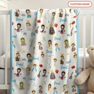 Custom Name Mother Mary Bamboo Blanket