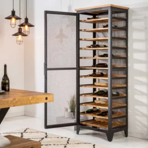 Industrial Weinschrank BODEGA 184cm recyceltes Pinienholz natur Weinregal für 72 Flaschen