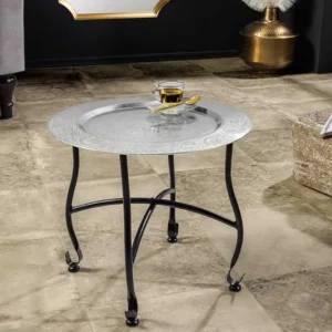 MARRAKESCH Runder Couchtisch 60cm Teetisch abnehmbares Tablett klappbar