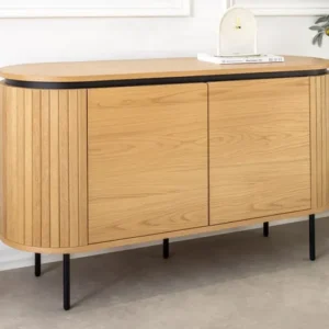 ATELIER Modernes Sideboard 120cm natur Eiche schwarz Metall vier Fächer