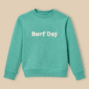 Jungen-Sweatshirt, meliert, mit Schriftzug – Bio-Baumwolle