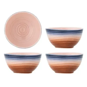 Schalen-Set Julia – Warme Rosétöne mit blauen Kontrasten (4er-Set)