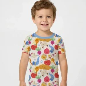 Shana Tova Rosh Hashanah Bamboo Two Piece Short Sleeve Pajama Set