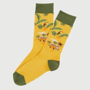 Chaussettes Homme Van Life Jaune Imprimé vannes et palmiers multicolores 1