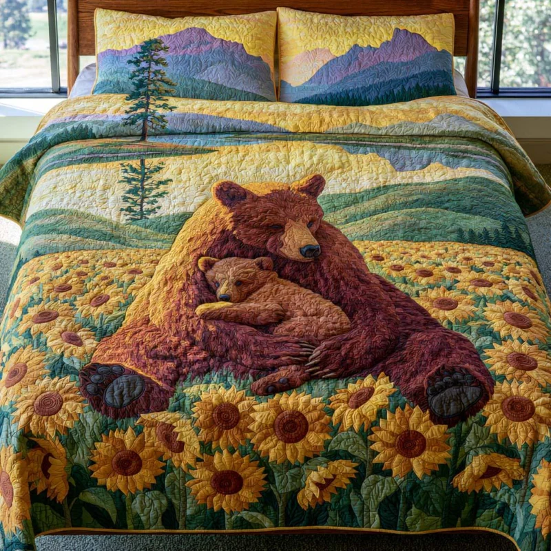 Bear Morning Stroll Bamboo Quilt Bedding Set
