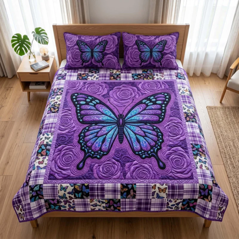 Butterfly Garden Bamboo Quilt Bedding Set