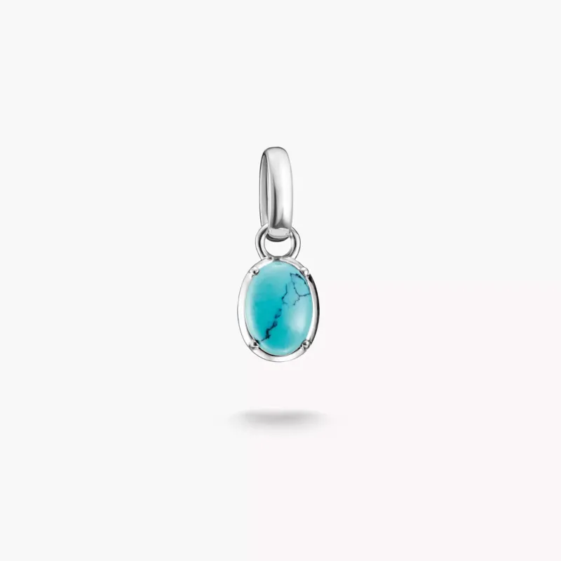 THOMAS SABO Charm-Anhänger mit ovalem türkisfarbenem Stein in Silberfassung