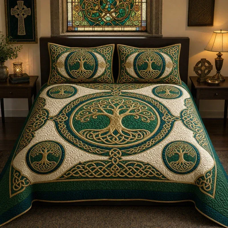 Celtic Tree Of Life Bamboo Quilt Bedding Set