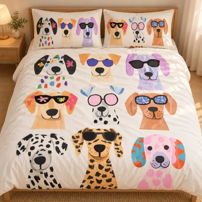 Cool Sunglasses Dogs Bamboo Bedding Set