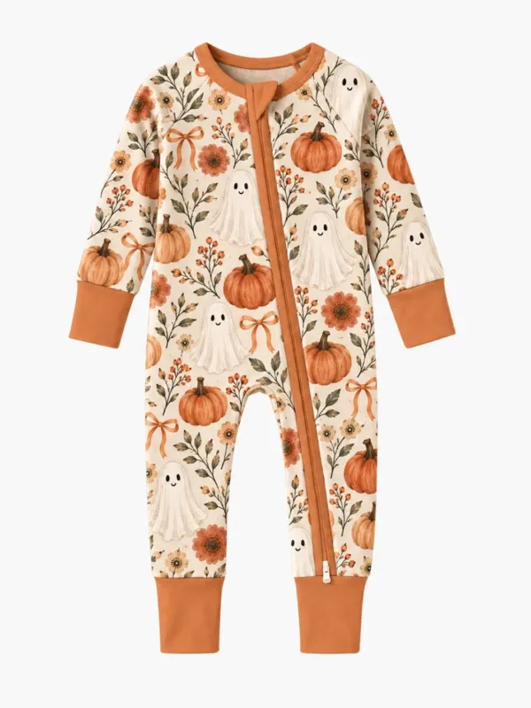 Cottagecore Ghost Pumpkin Garden Bamboo Convertible Zippy – Bild 2