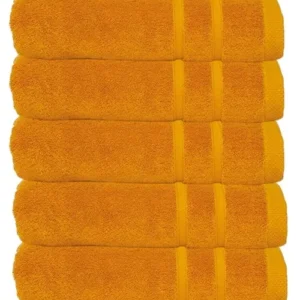 Hotel badhanddoeken okergeel - 5 stuks