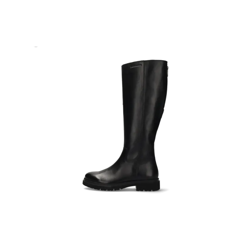 Leder Langschaftstiefel Schwarz