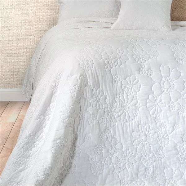 Flower White Stitched Quilt – 100% Cotton