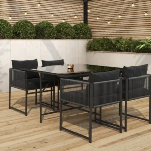 Garten Essgruppe Auren – 5-teiliges Gartenmöbel-Set aus Stahl und Glas