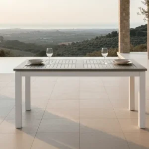 Garten Esstisch Ravello - Ausziehbar von 152 auf 210 cm mit weißem Aluminiumgestell