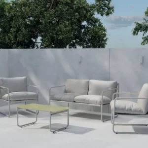 Garten Loungeset Marento – 4-teiliges Set mit grauem Stahlgestell