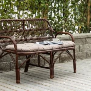 Gartenbank Tobias - Aus Rattan in der Farbe Dunkelwalnuss