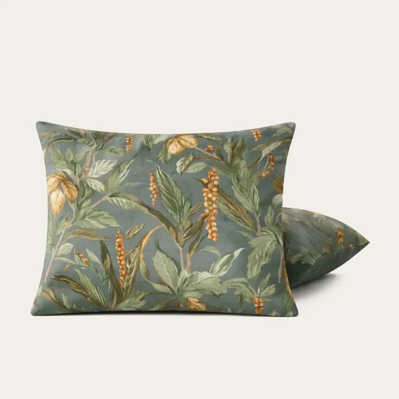 HappyBed Golden Foliage microvezel kussensloop set van 2 met rits sluiting voor luxe comfort en stijlvolle slaapkamer