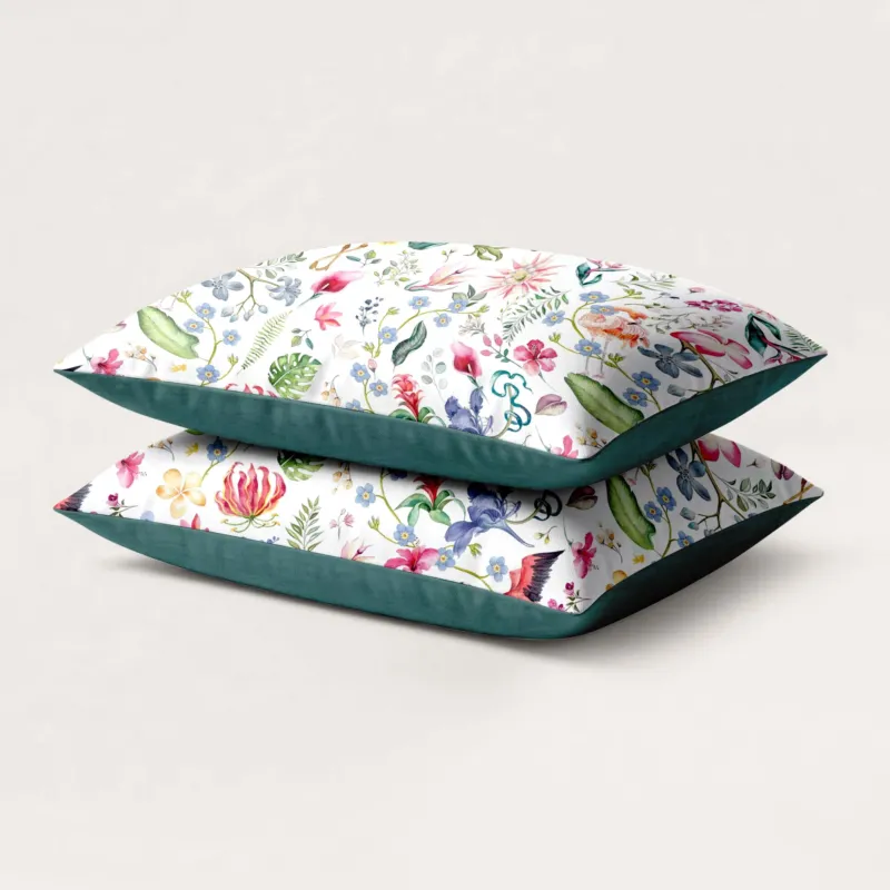 A Fish Named Fred x HappyBed kussenslopen met kleurrijke flamingo print, set van 2
