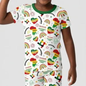 Custom Name Juneteenth Is My Independence Day Bamboo Two Piece Short Sleeve Shorts Pajama Set
