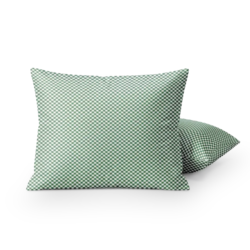 Kussenslopen | Katoen Satijn | Houndstooth Green | Set van 2