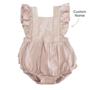 Custom Name Cotton Sleeveless Ruffle Bubble Romper