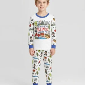Someone in Illinois Loves Me Bamboo Two Piece Long Sleeve Pajama Set