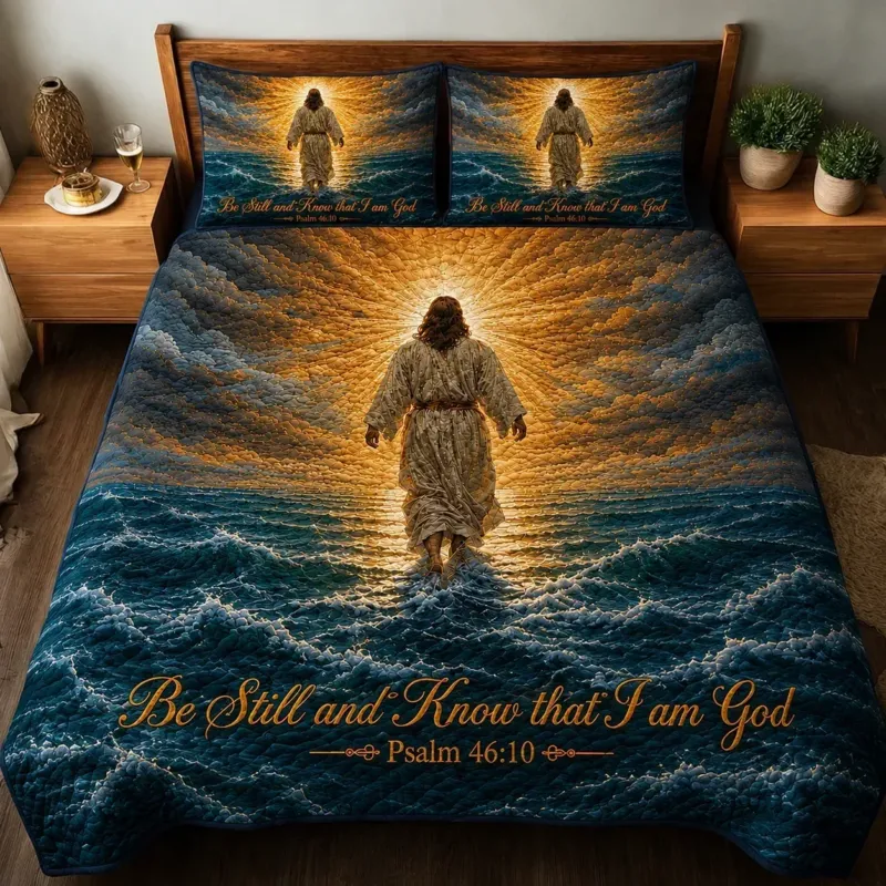 Be Still And Know That I Am God Bamboo Quilt Bedding Set