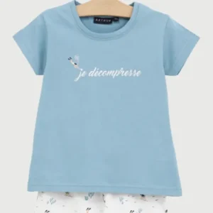 Pyjashort Enfant Je décompresse en jersey de coton léger 1