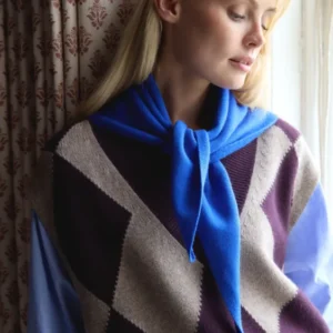 Merino Wool Triangle Scarf in Cobalt Blue