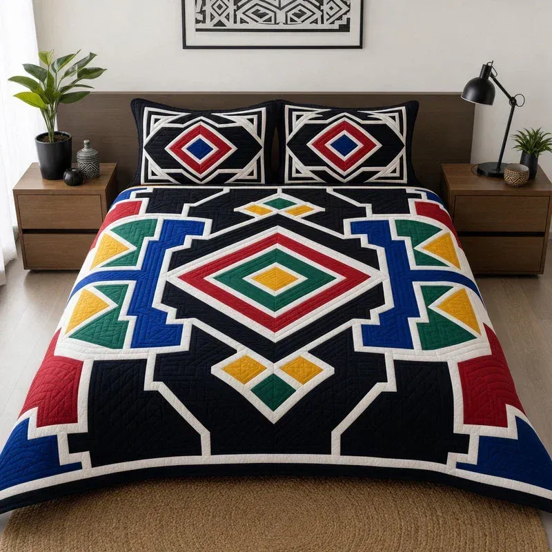 Ndebele Geometry Bamboo Quilt Bedding Set