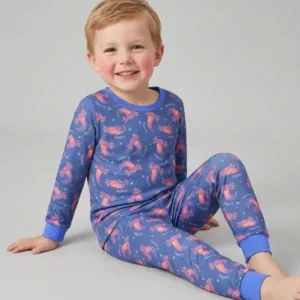 Axolotl Glow Custom Name Bamboo Two Piece Long Sleeve Pajama Set