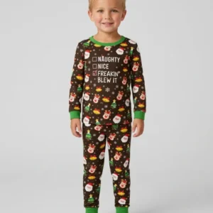 Santa Naughty Nice Bamboo Two Piece Long Sleeve Pajama Set