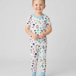 Tiny Friends Around the World Bamboo Two Piece Short Sleeve Pajama Set