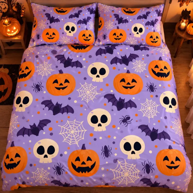 Playful Halloween Pattern Bamboo Bedding Set