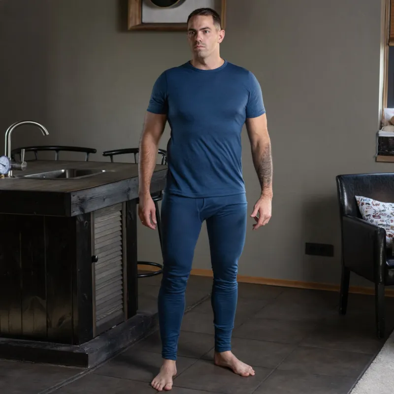 Men's 160 Merino Set of Short Sleeve & Bottom Denim